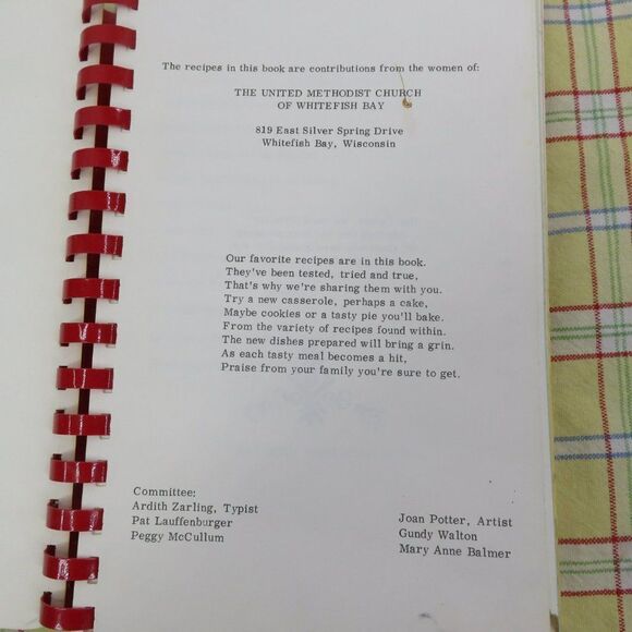 Made with More Love United Methodist Women of Whitefish Bay Wisconsin Cook Book - Picture 2 of 10